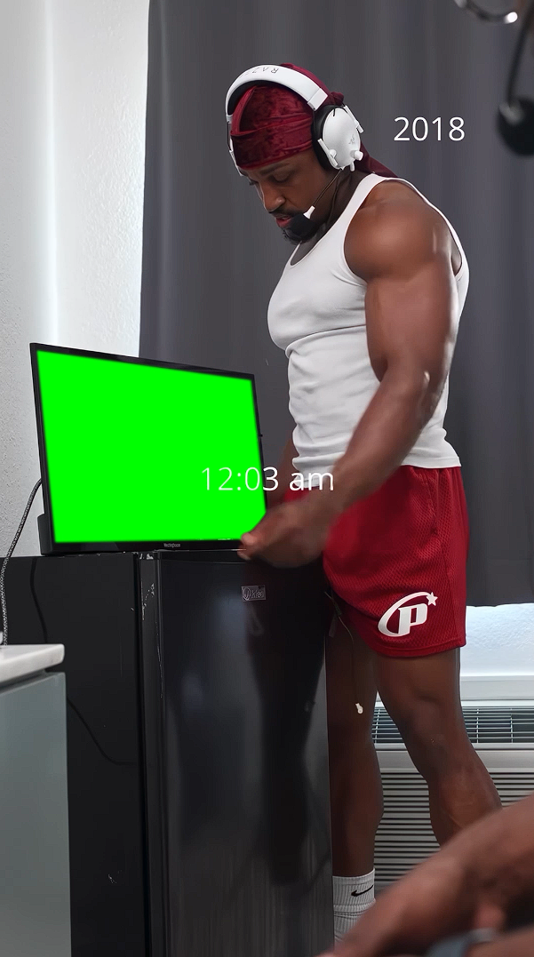 Ashton Hall Breaking TV Screen and Using Phone meme - 2018 vs 2025  (Green Screen)
