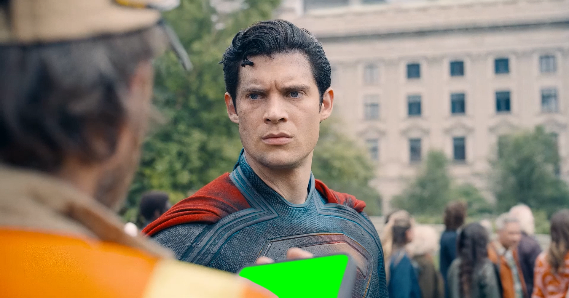 Superman Looking At Phone meme - Superman 2025 movie (Green Screen)