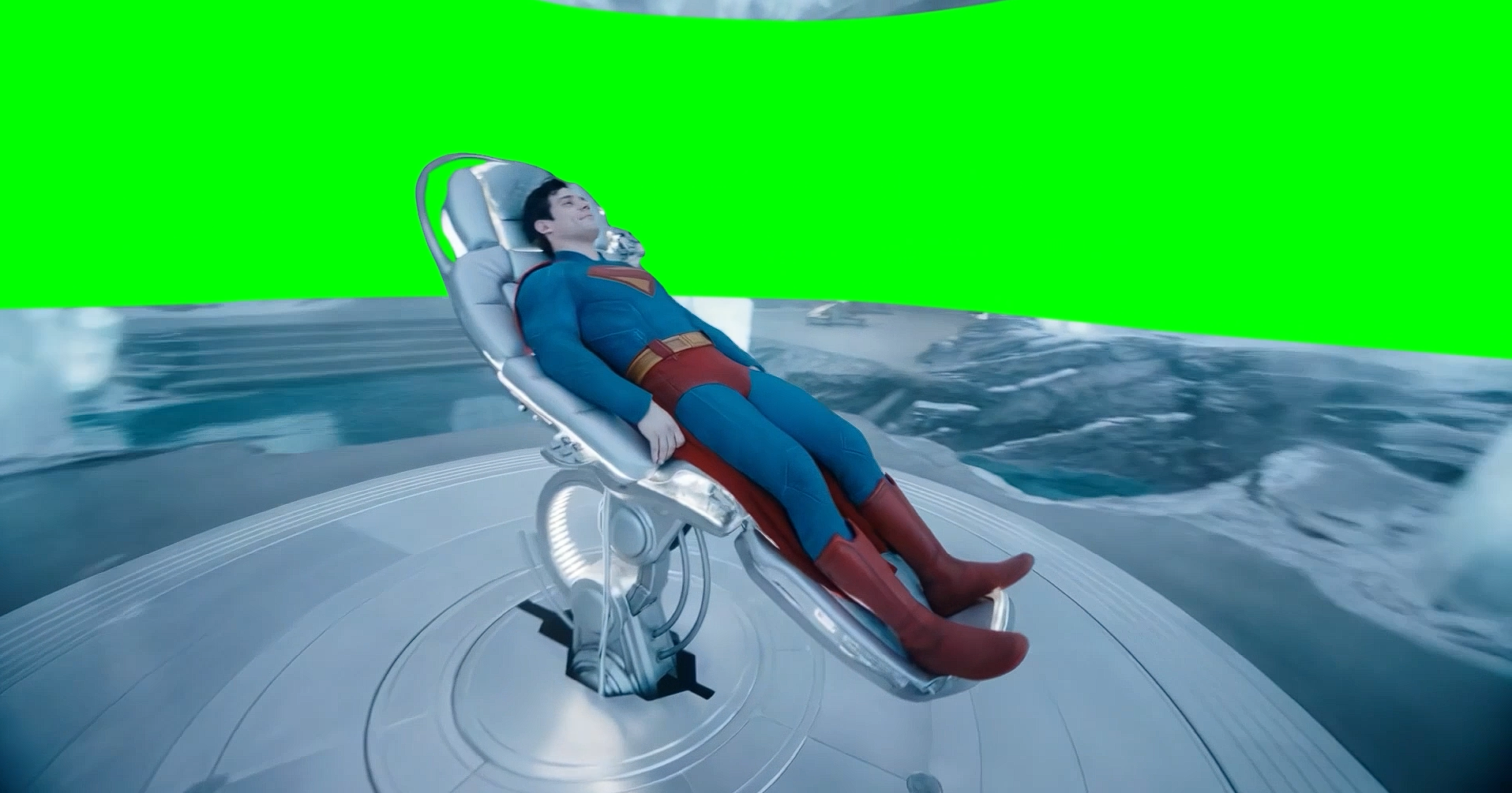 Superman Looking at Hologram meme V2 (Green Screen)