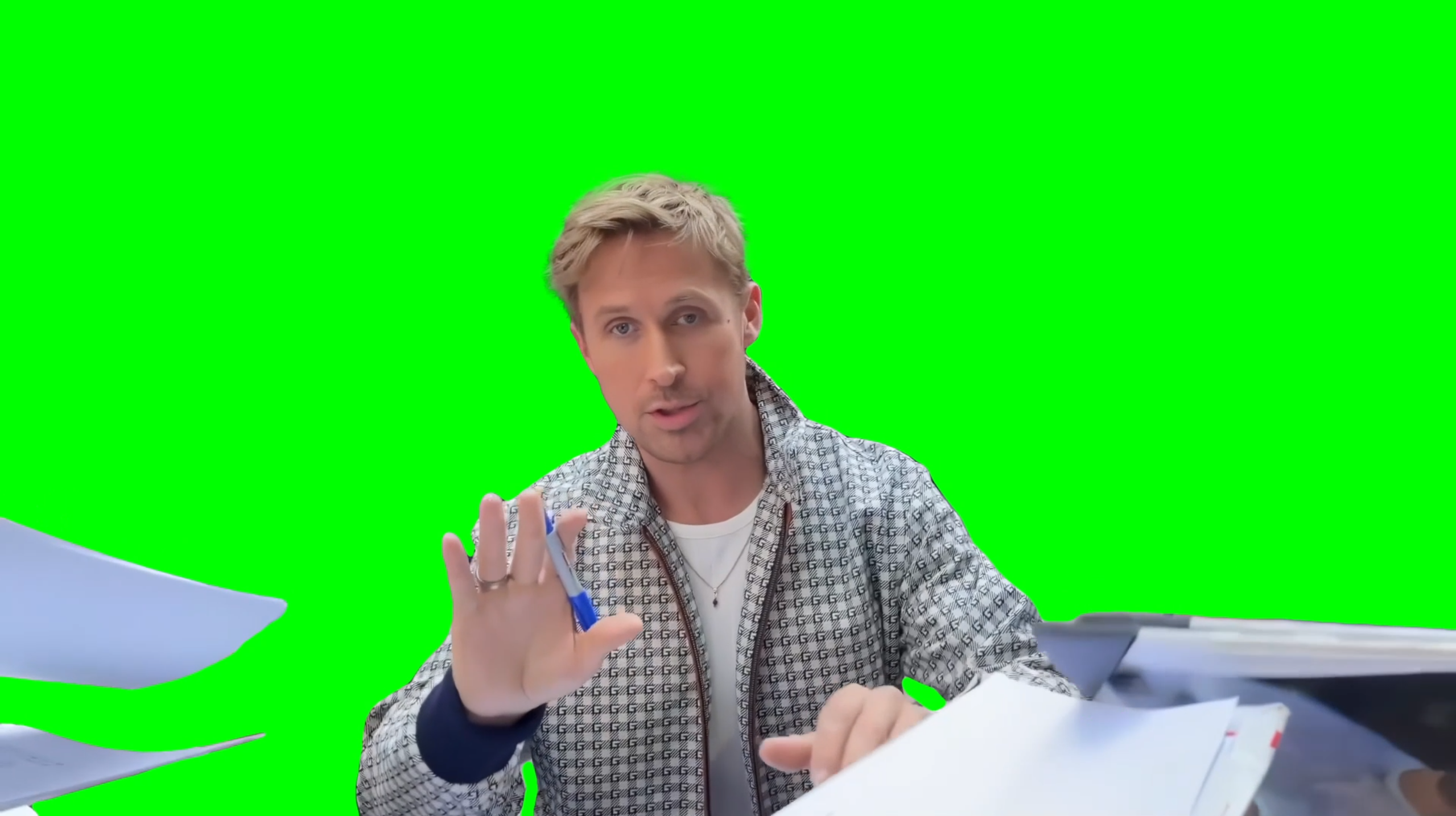 Ryan Gosling Signing Autographs meme (Green Screen)