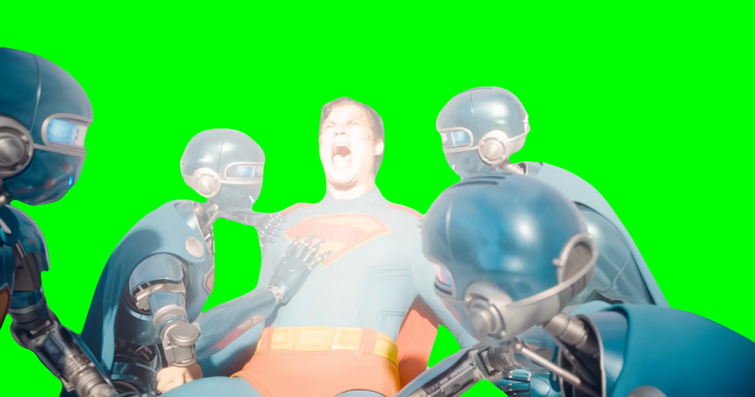 Superman Screaming while Healing by Sun meme (Green Screen)