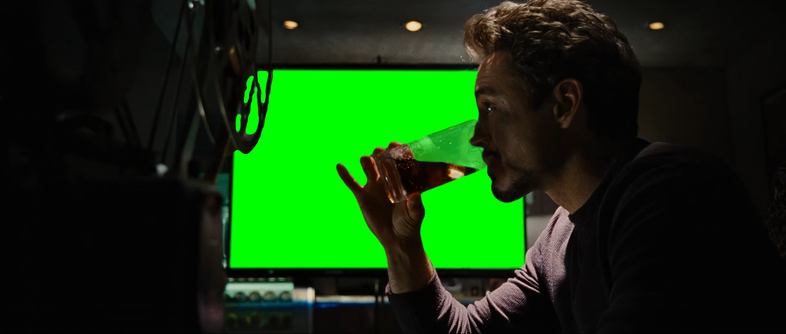 Iron Man Looking at Projector Screen meme - Iron Man 2 (Green Screen)
