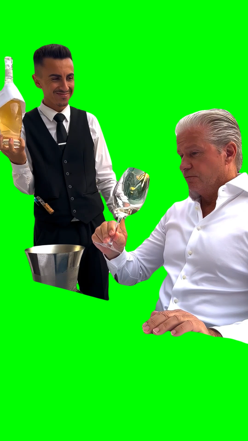 Guy Playing with Wine Glass meme (Green Screen)