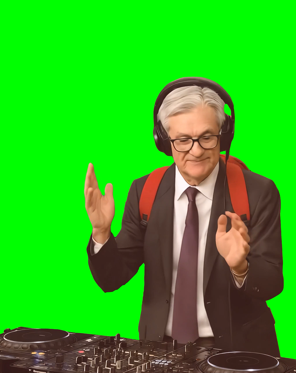 Jerome Powell DJ meme (Green Screen)
