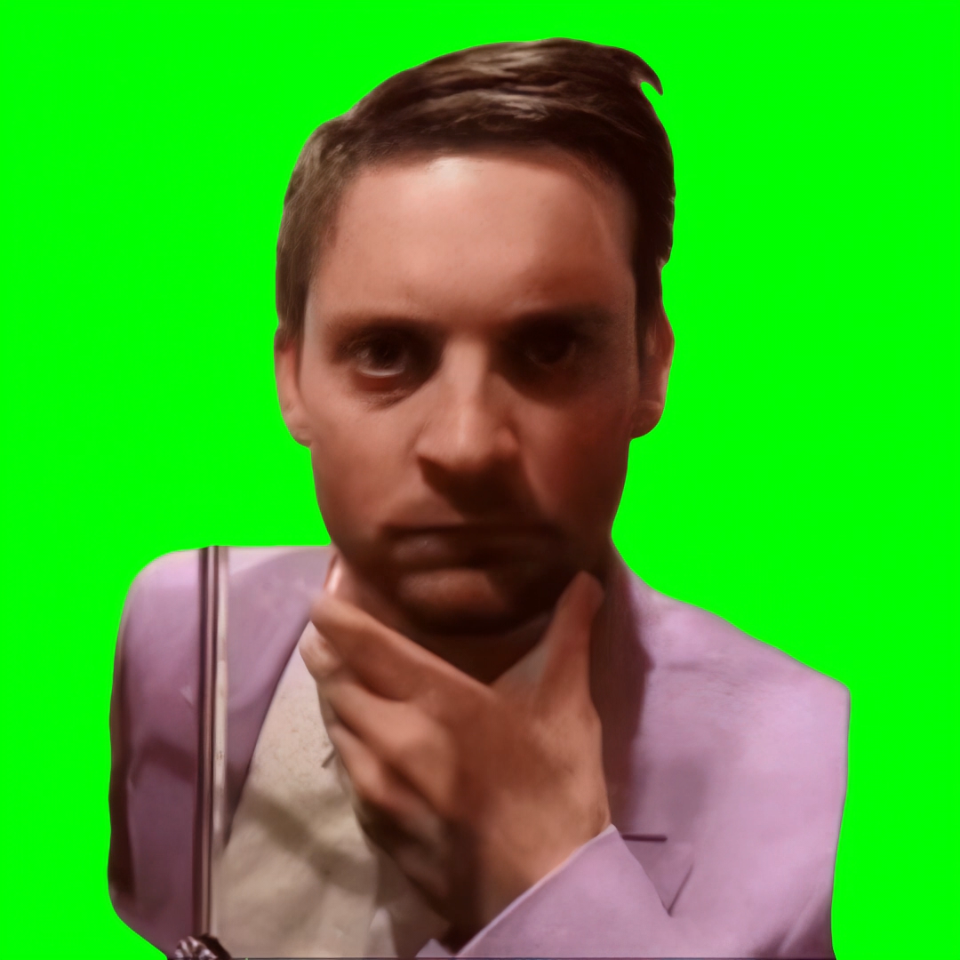 Tobey Maguire Happy To Sad Face meme (Green Screen)
