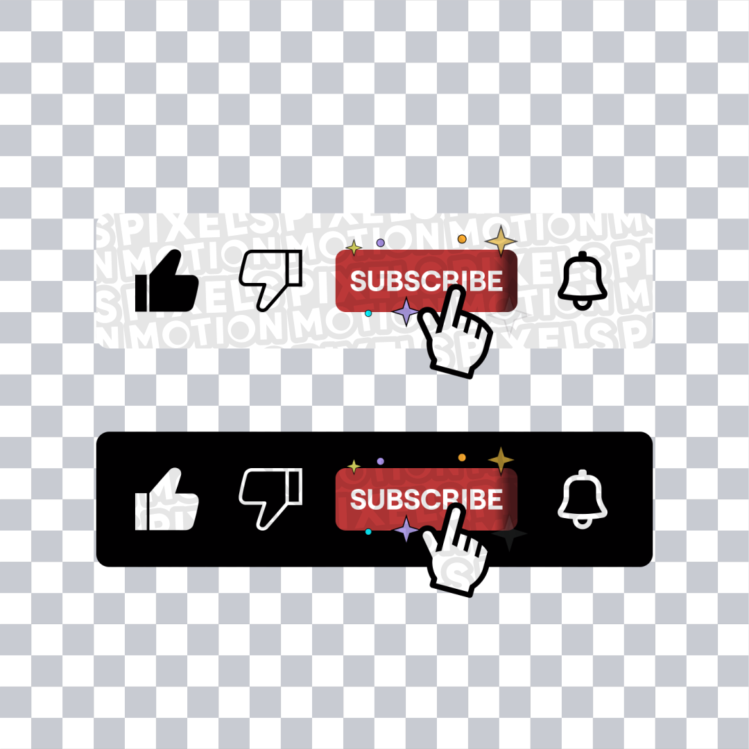 Animated YouTube Like and Subscribe Button Overlay with integrated special effects to enhance your channel