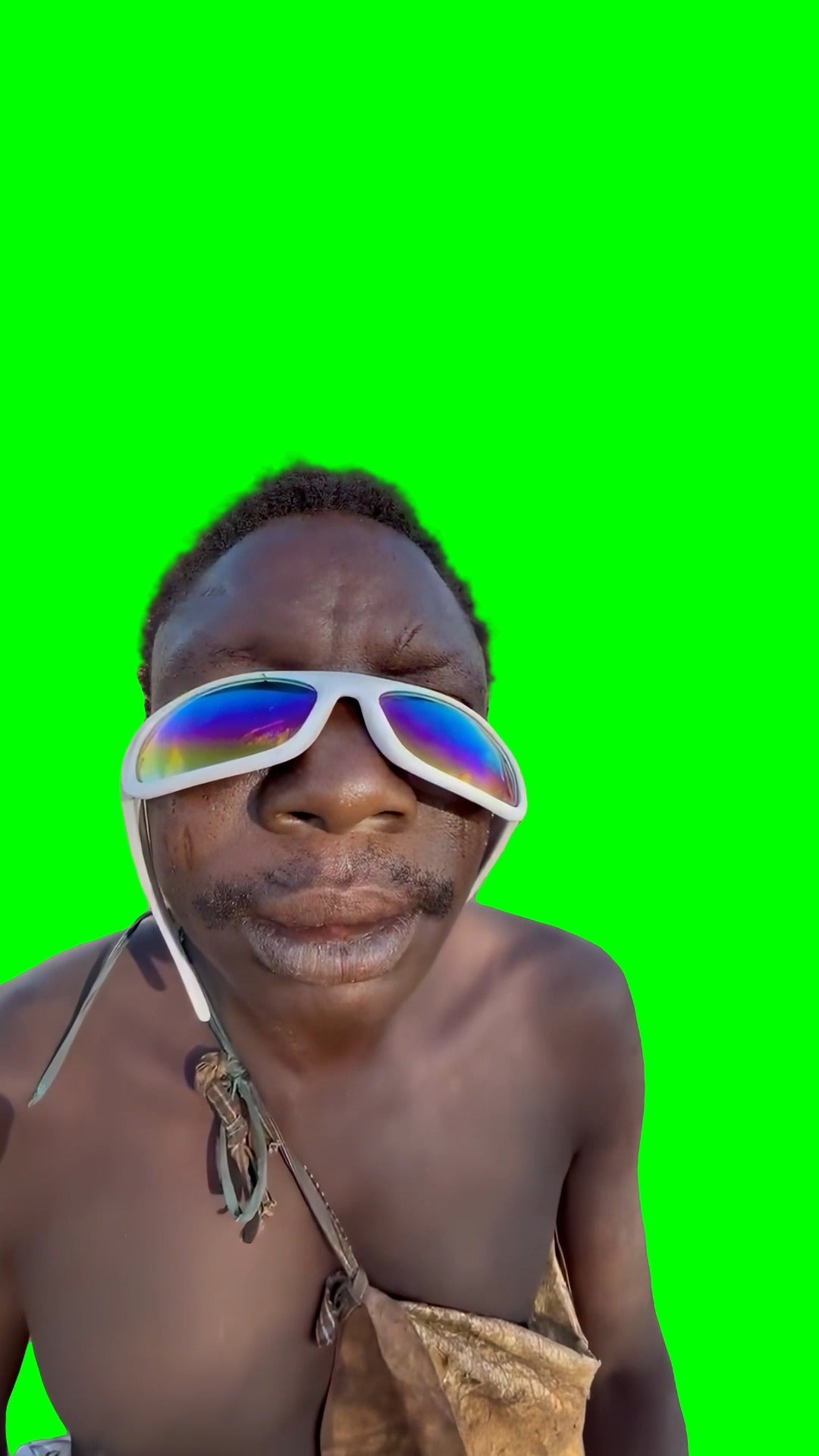 African Man Fails to Wear Sunglasses meme (Green Screen)