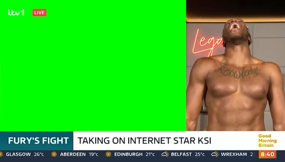 KSI Laughing - TV Live Reaction Template (Green Screen)