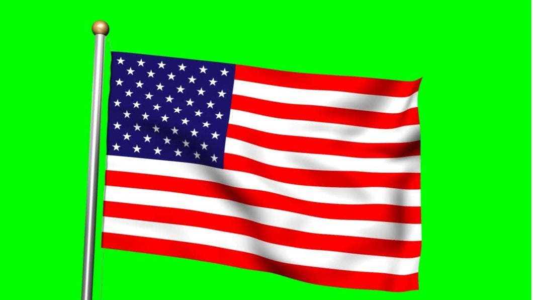 3D American flag with green screen