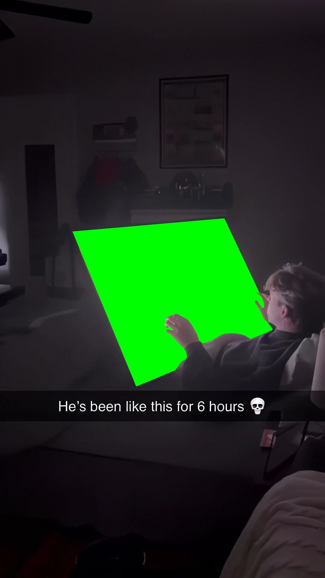 Man playing Clash of Clans on a Big Screen meme (Green Screen)