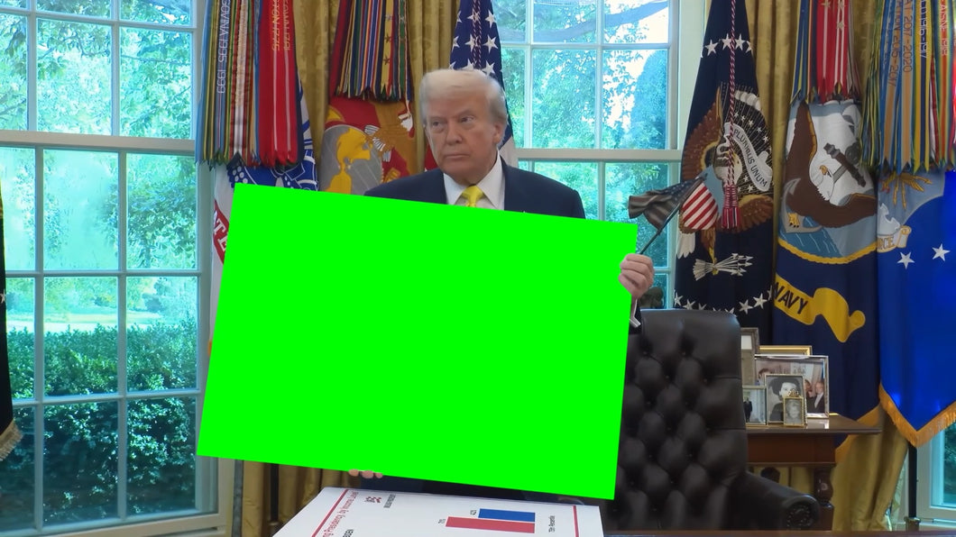 Donald Trump Holding a Chart meme (Green Screen)