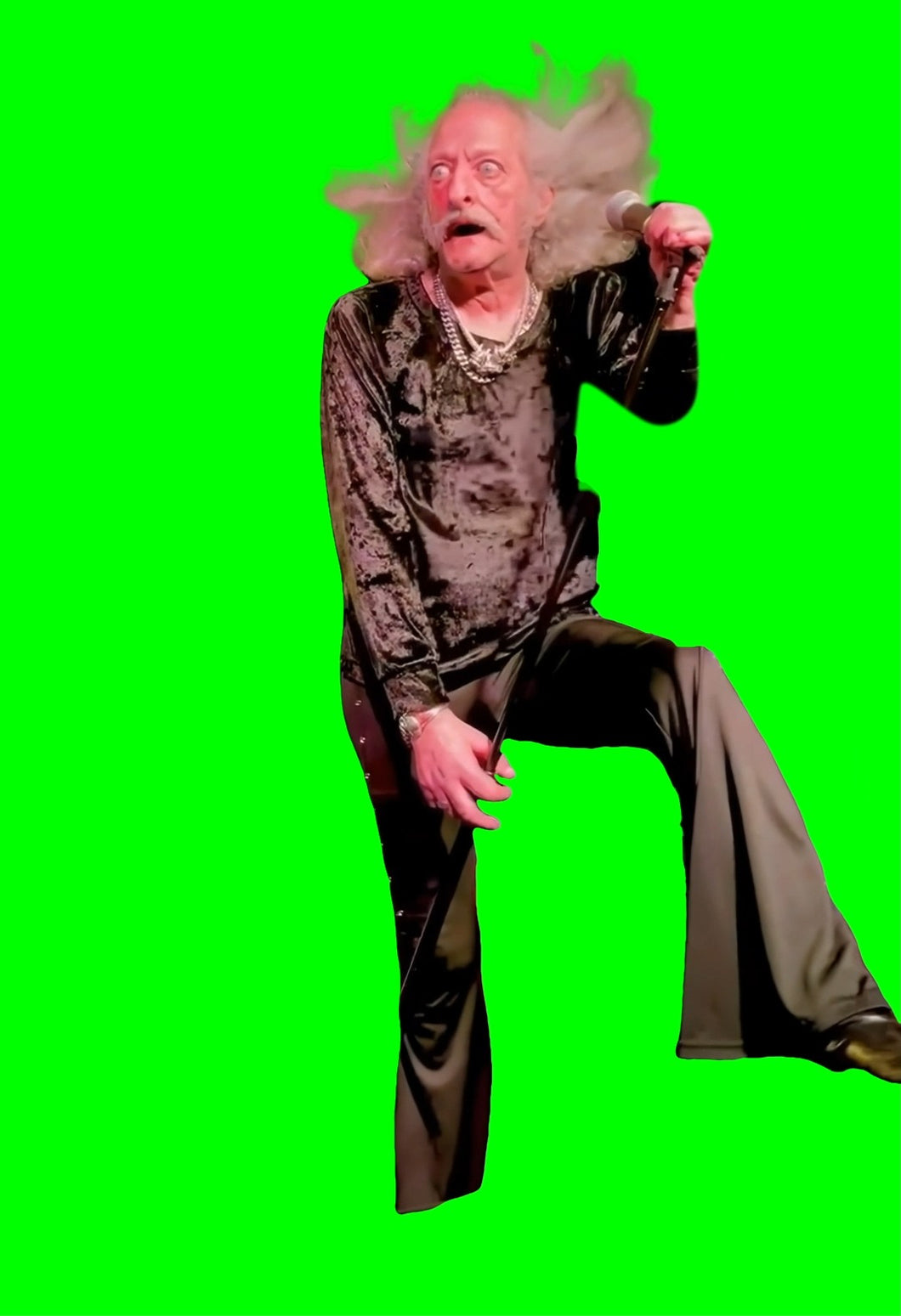 Bobby Liebling staring with his hair flying meme (Green Screen)