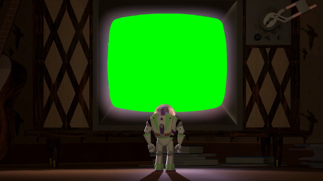 Buzz Lightyear looking at TV meme - Toy Story (Green Screen)