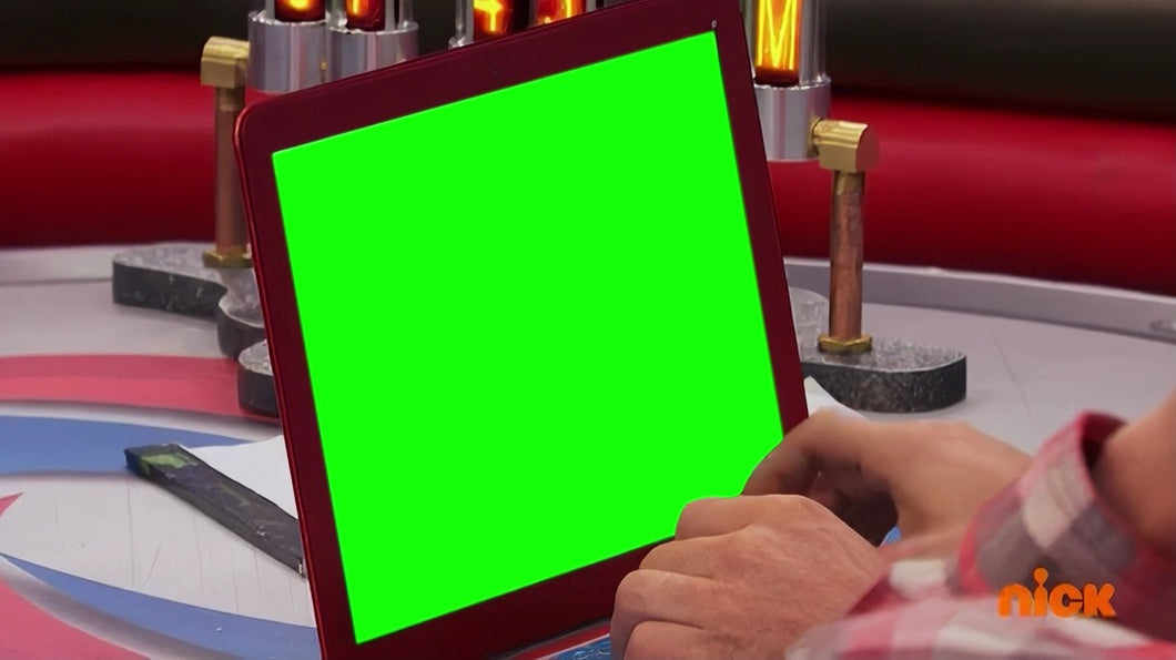 Henry Danger using a Laptop Computer meme (Green Screen)