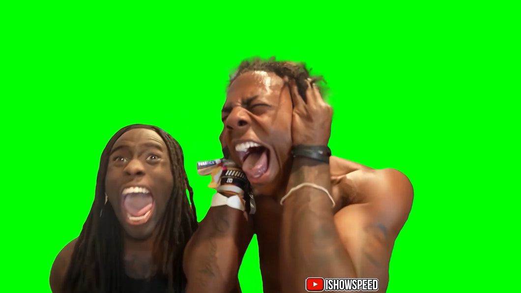 IShowSpeed and Kai Cenat Going Crazy After Beating Minecraft Hardcore meme (Green Screen)