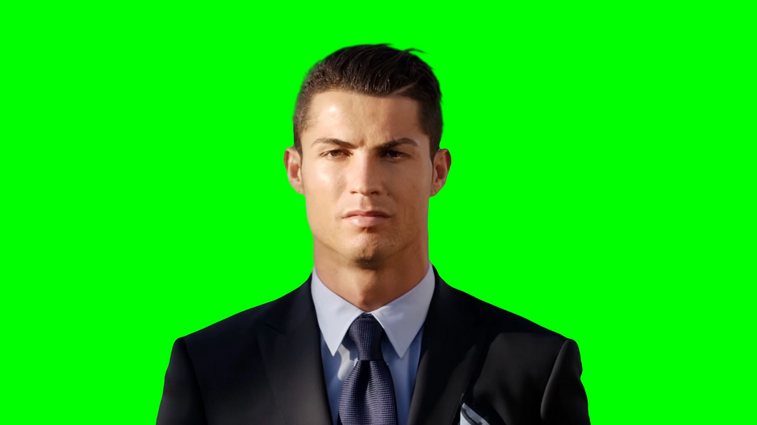 Cristiano Ronaldo wearing a suit and posing meme (Green Screen)
