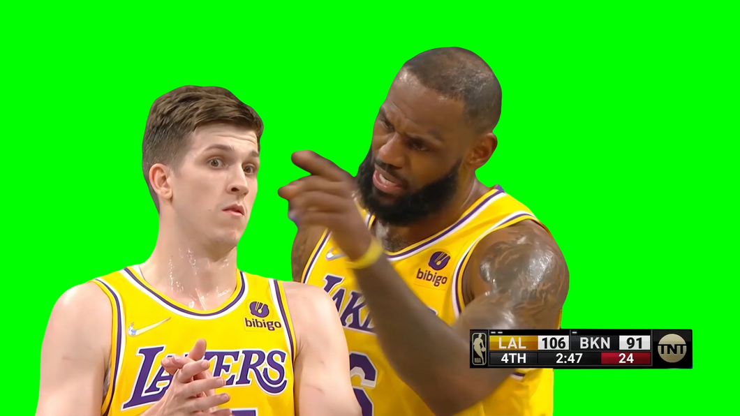 LeBron James teaching Austin Reaves NBA meme (Green Screen)