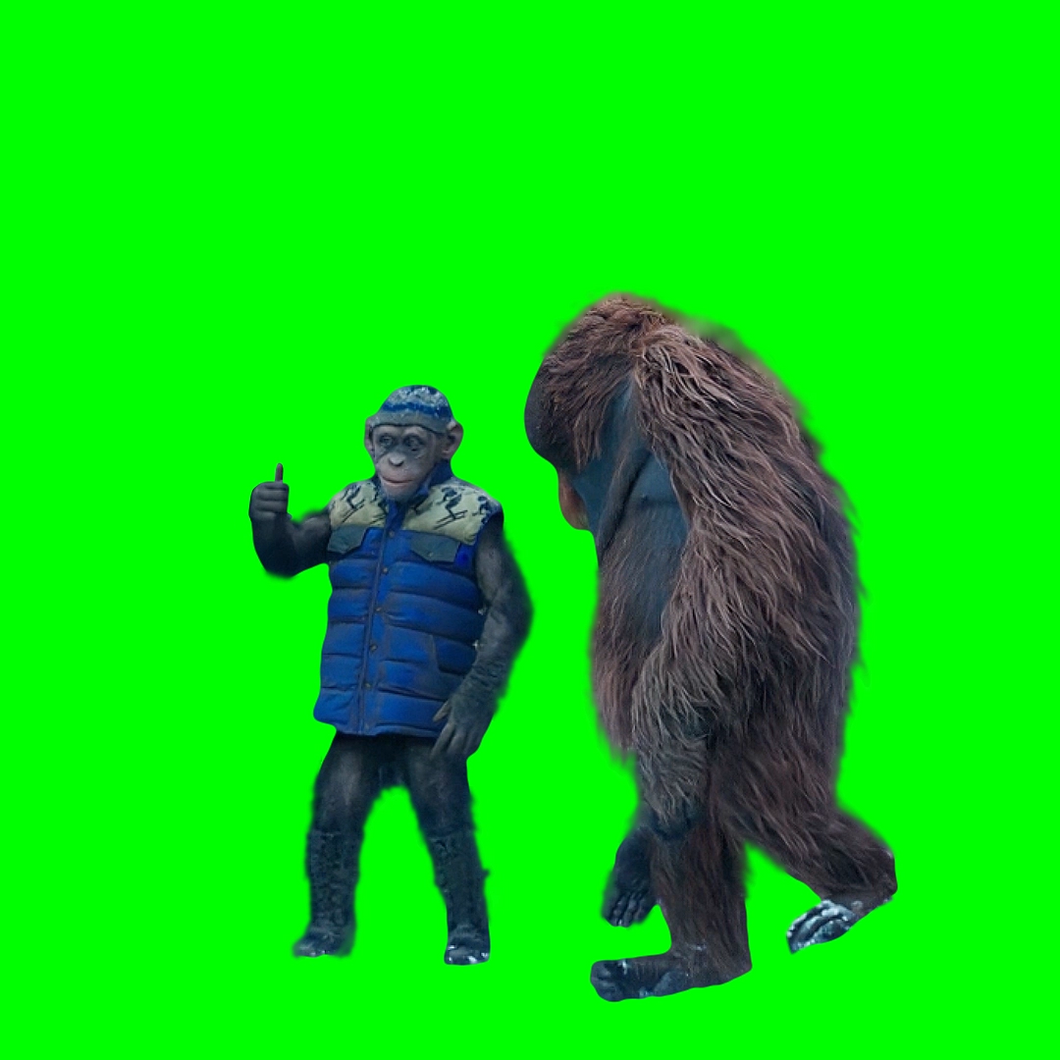 Bad Ape Monkey Thumbs Up meme - War for the Planet of the Apes (Green Screen)