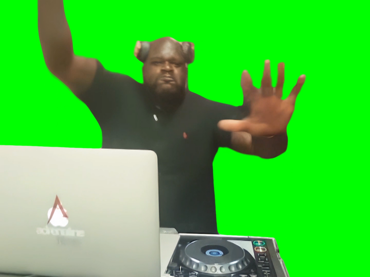 DJ Shaq meme - Shaquille O'Neal playing party music (Green Screen ...