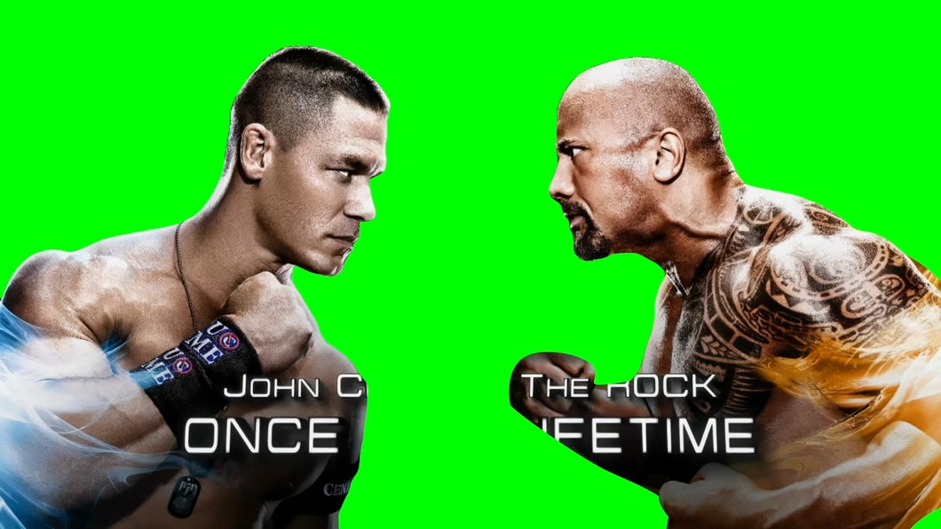 John Cena vs The Rock WWE Match Card meme (Green Screen)