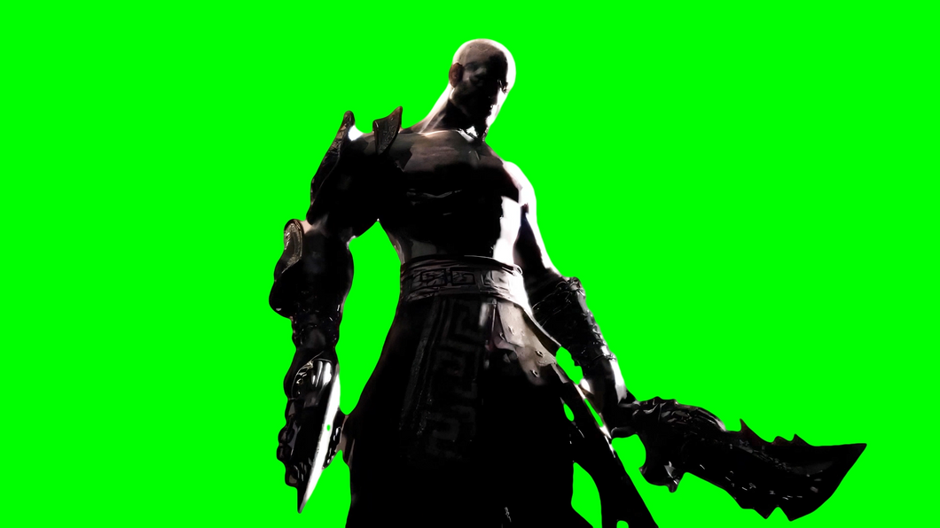 Kratos standing in lightning storm - God of War 3 Chaos Trailer (Green Screen)