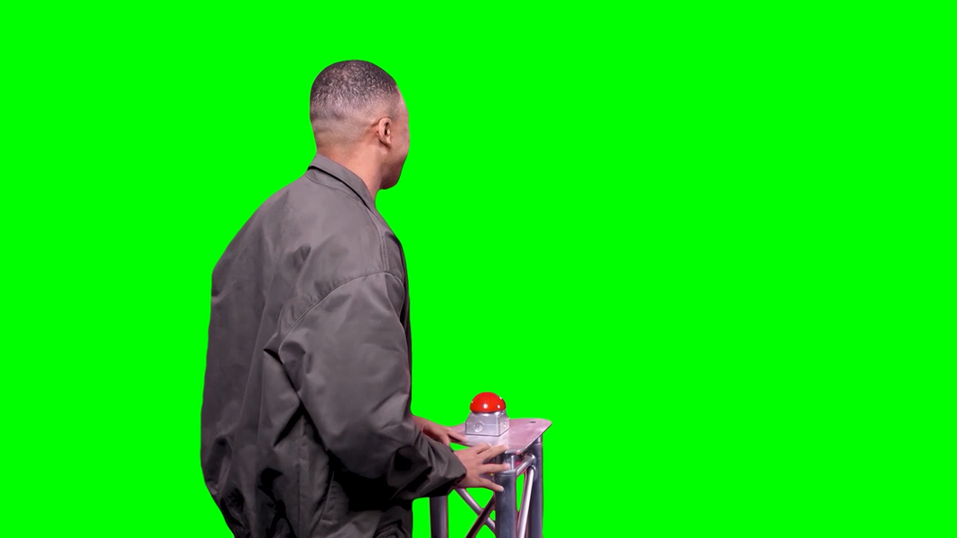 Mbappe Revealing Madame Tussauds Wax Statue of Himself meme V2 (Green Screen)