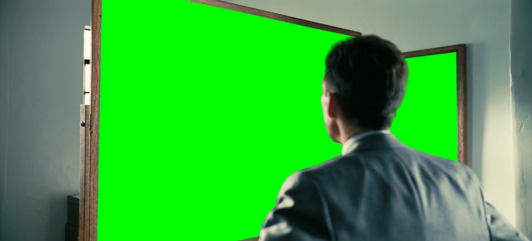 Oppenheimer Looking at a Chalkboard meme (Green Screen)
