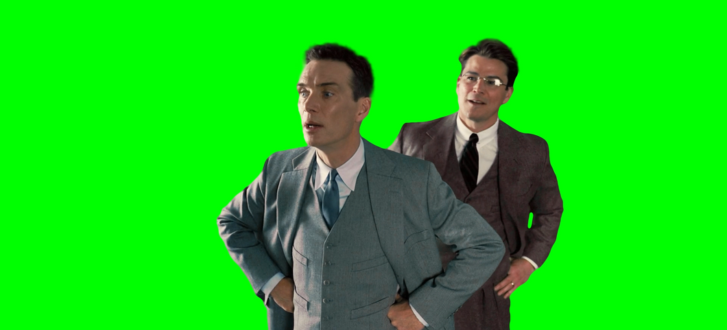 Oppenheimer Looking at a Chalkboard meme V2 (Green Screen)