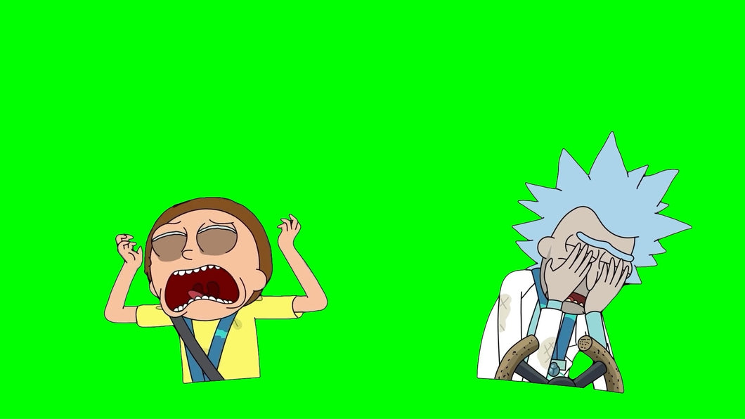 Rick and Morty Crying in the Car meme (Green Screen)