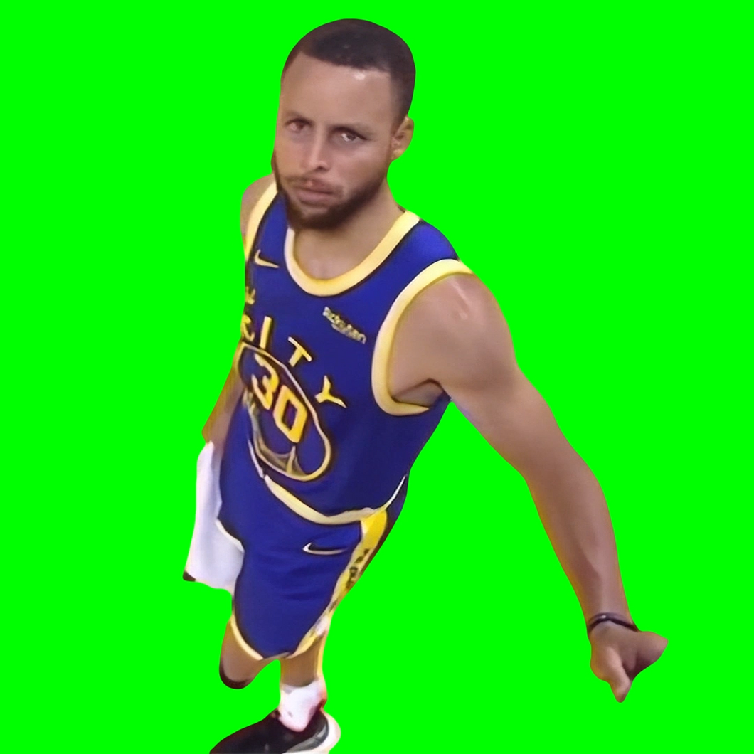 Stephen Curry surprised looking at camera NBA meme (Green Screen)