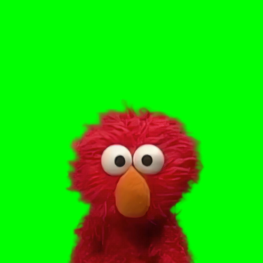 Elmo staring at the camera meme (Green Screen)