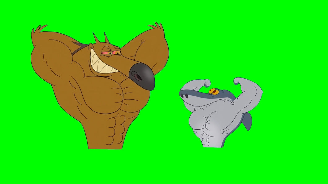 Zig and Sharko Muscle Competition meme (Green Screen)