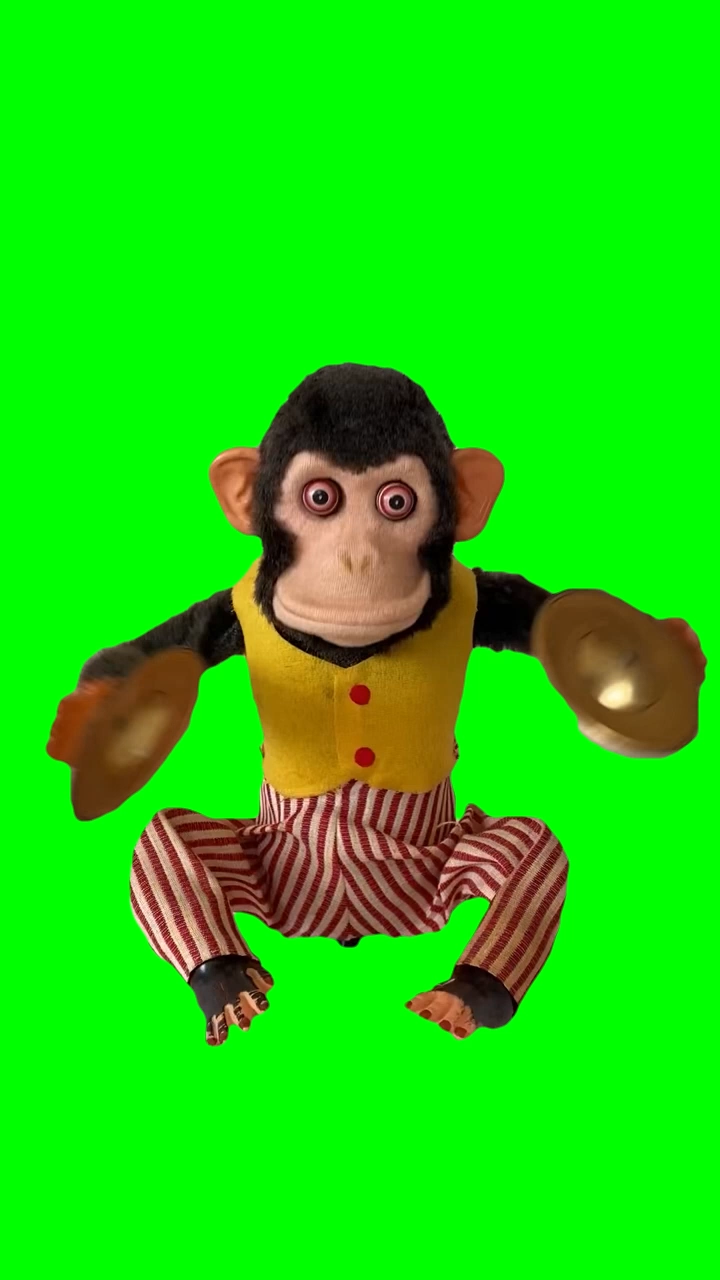 Monkey clapping Cymbals - Jolly Chimp toy (Green Screen)