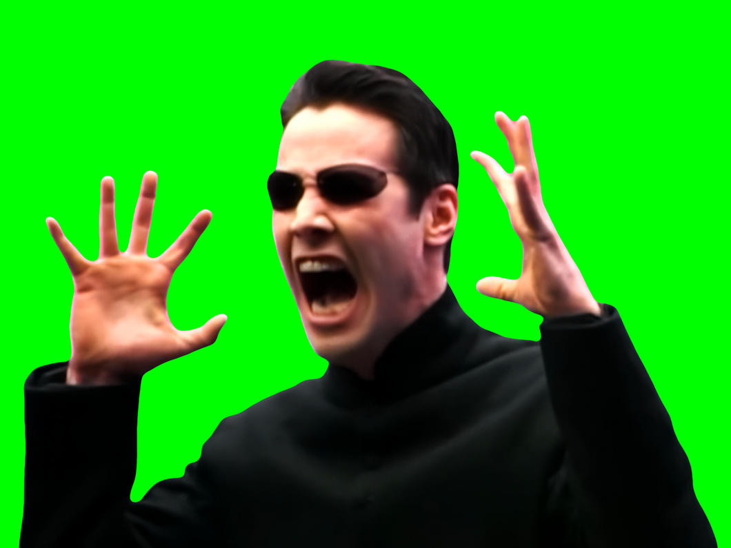 Keanu Reeves Screaming meme - The Matrix: Reloaded (Green Screen)