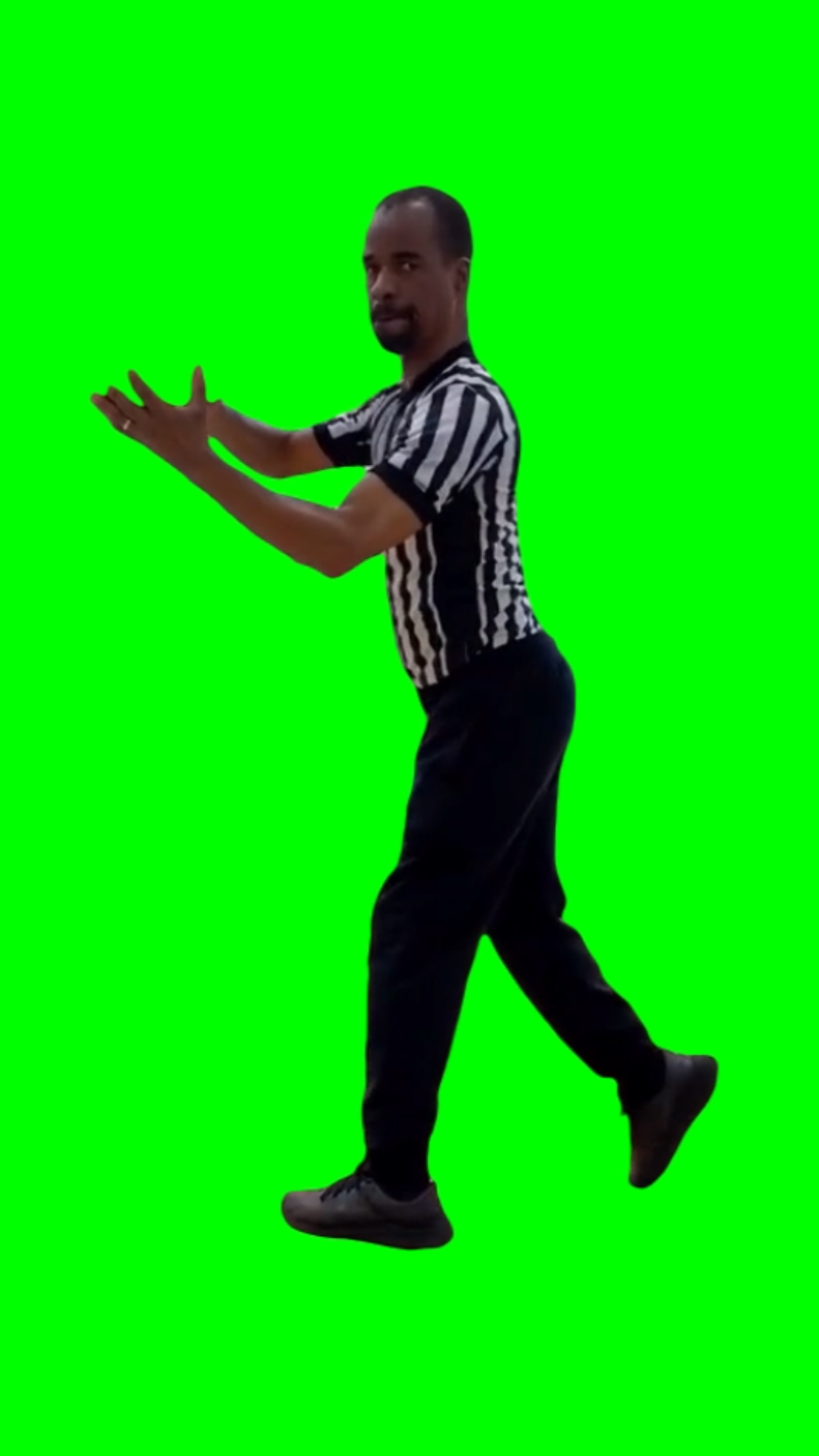 Referee catches basketball - without basketball (Green Screen)
