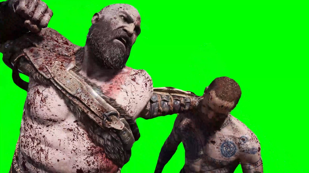 Kratos beating up Baldur - God of War 2018 (Green Screen)