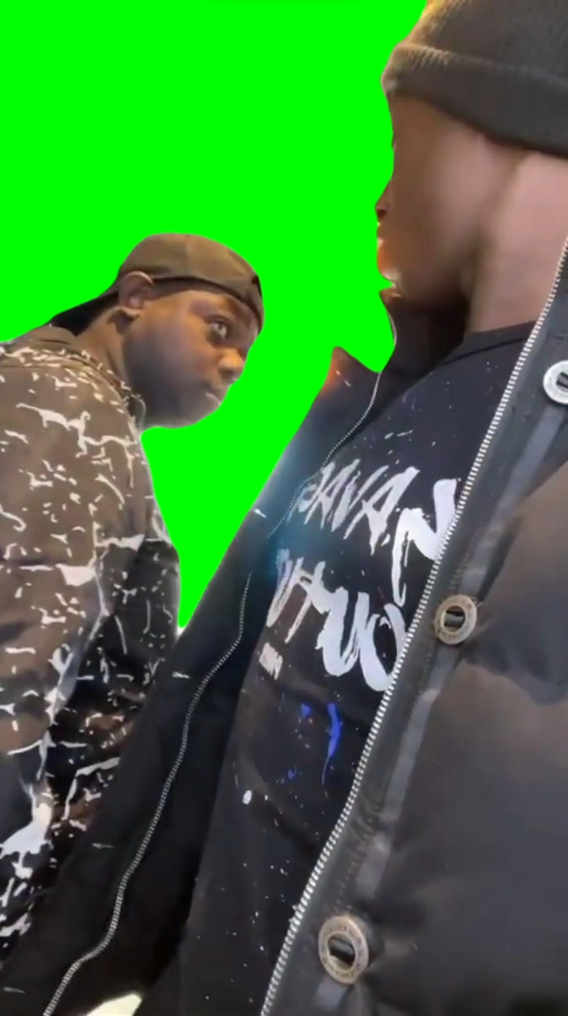 Guys staring at each other meme (Green Screen)