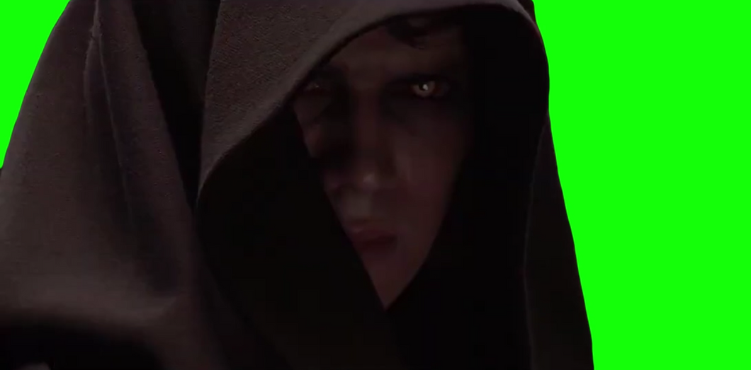 Anakin Skywalker evil stare at the camera (Green Screen)