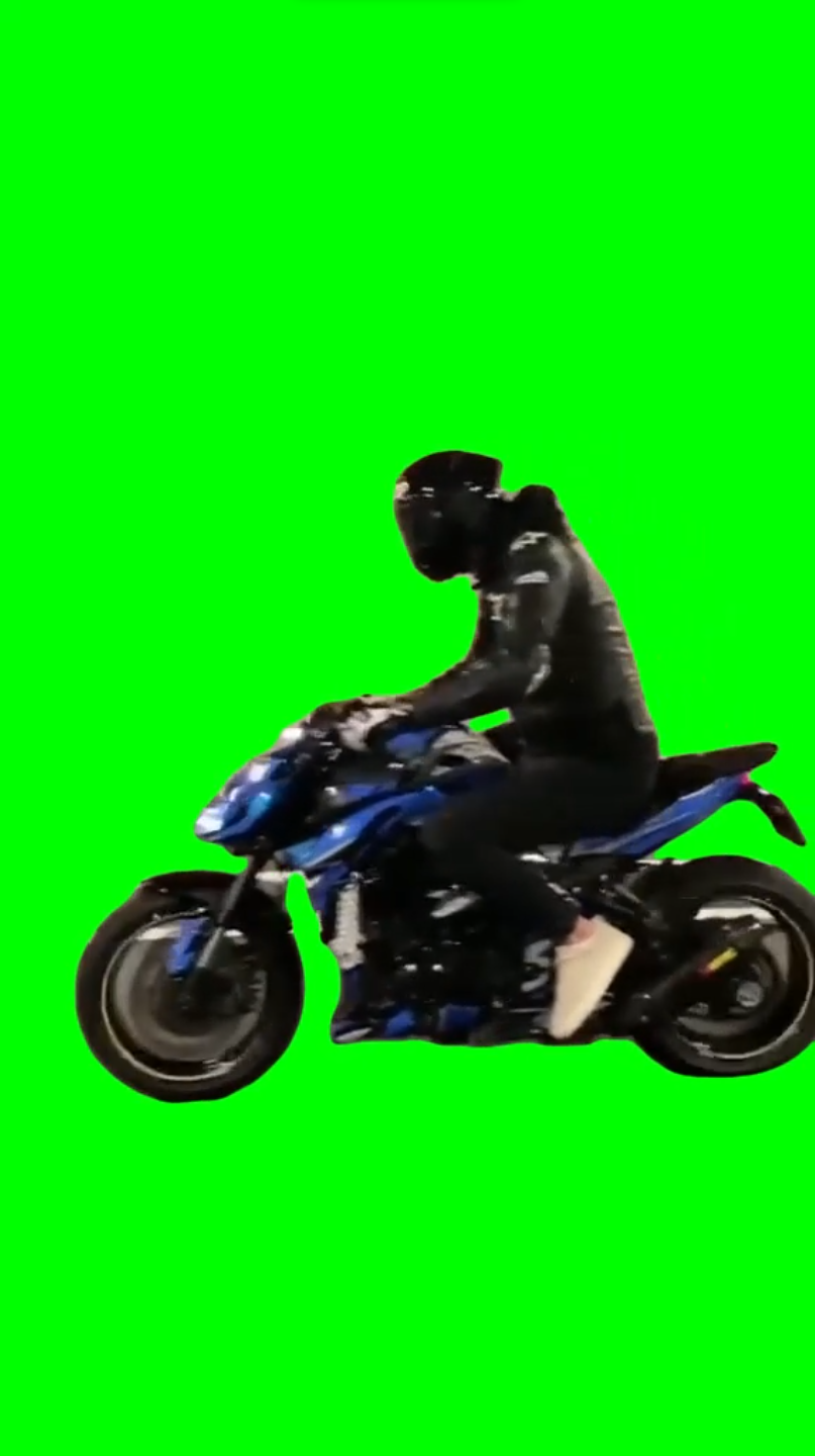 Biker plays happy birthday song using his motorbike (Green Screen)