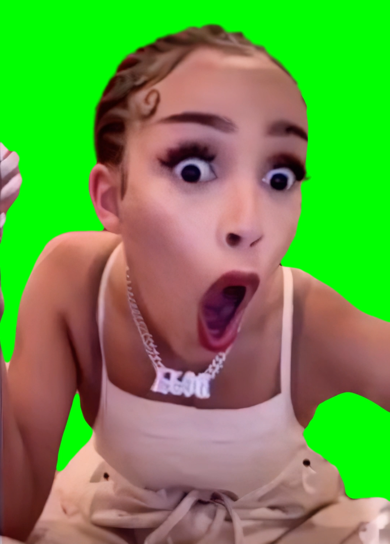 Doja Cat shocked face covering her mouth meme (Green Screen)