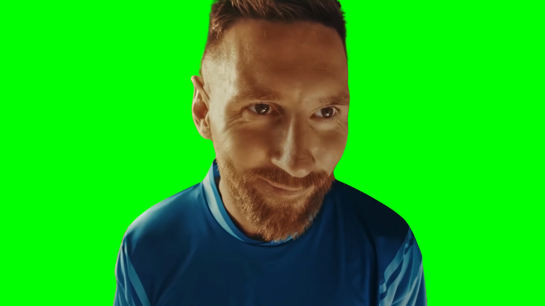 Messi making a funny face then running - Messi Pepsi Commercial (Green Screen)