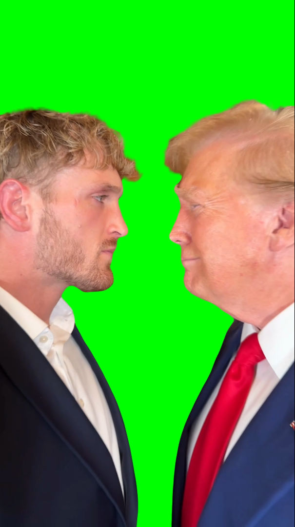 Donald Trump vs Logan Paul faceoff meme (Green Screen)