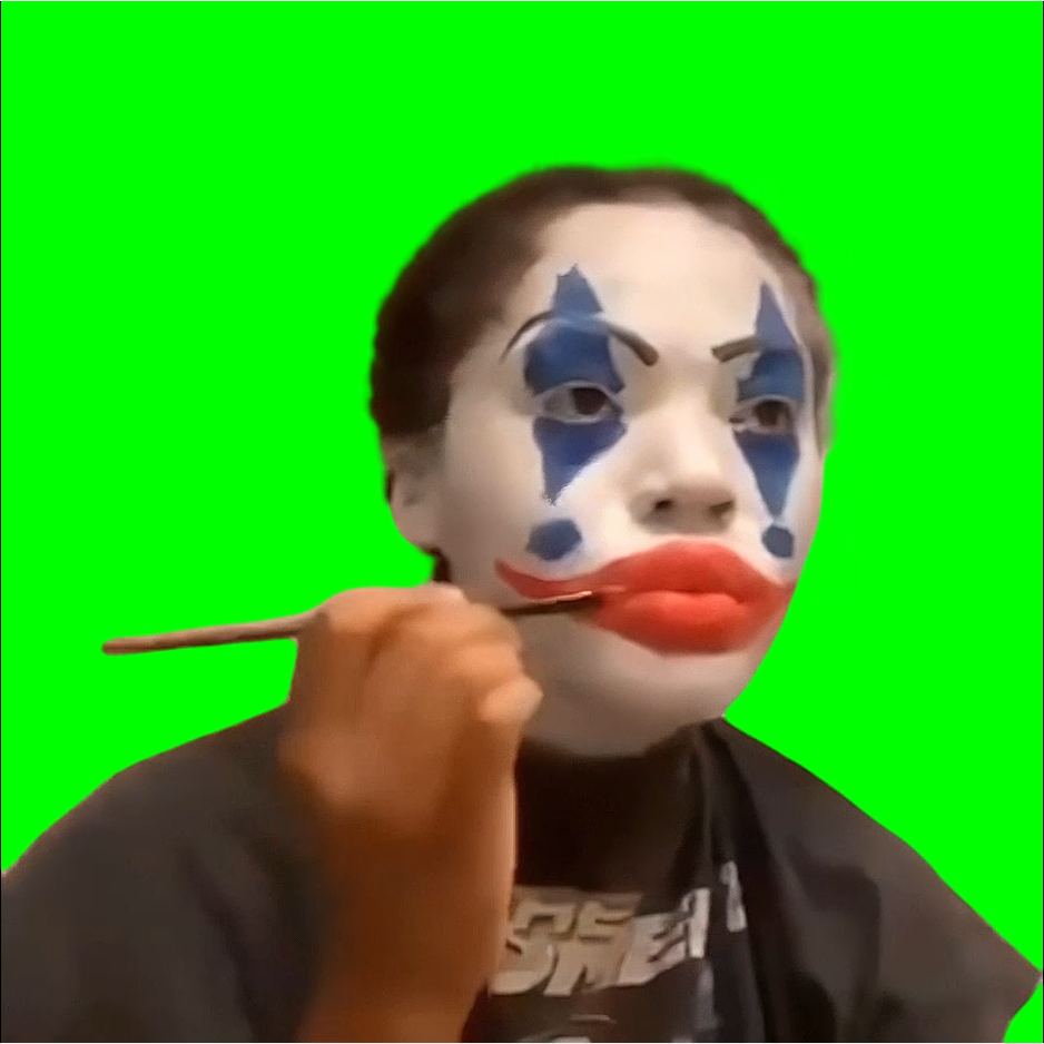 Girl Putting Clown Makeup On (Green Screen)