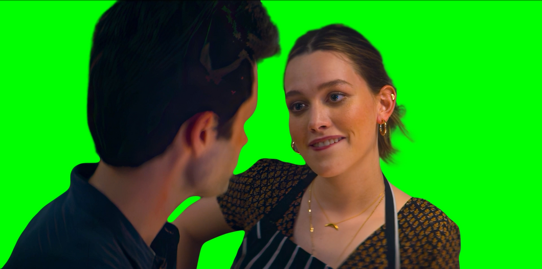 Victoria Pedretti Lip Bite meme - You TV show (Green Screen)