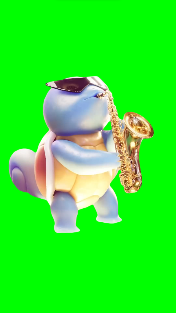 Squirtle Saxophone meme - Epic Sax Squirtle meme (Green Screen)