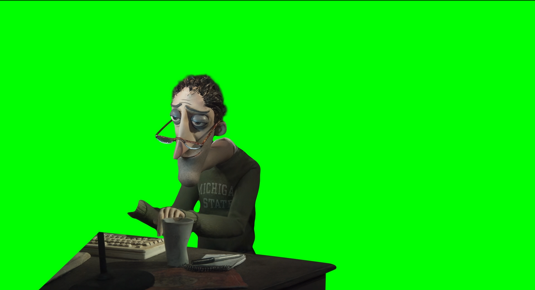 Coraline's Dad Typing on the Computer meme - Coraline movie (Green Screen)