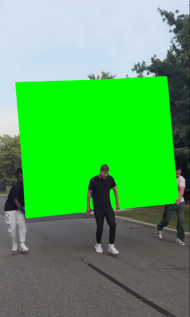 MrBeast running with Logan Paul and KSI while holding a Lunchly box meme (Green Screen)