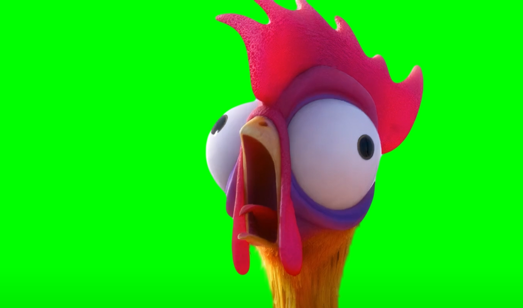 Moana Chicken Screaming meme  (Green Screen)