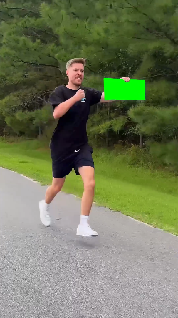 MrBeast Running With Bigger And Bigger Feastables meme (Green Screen)