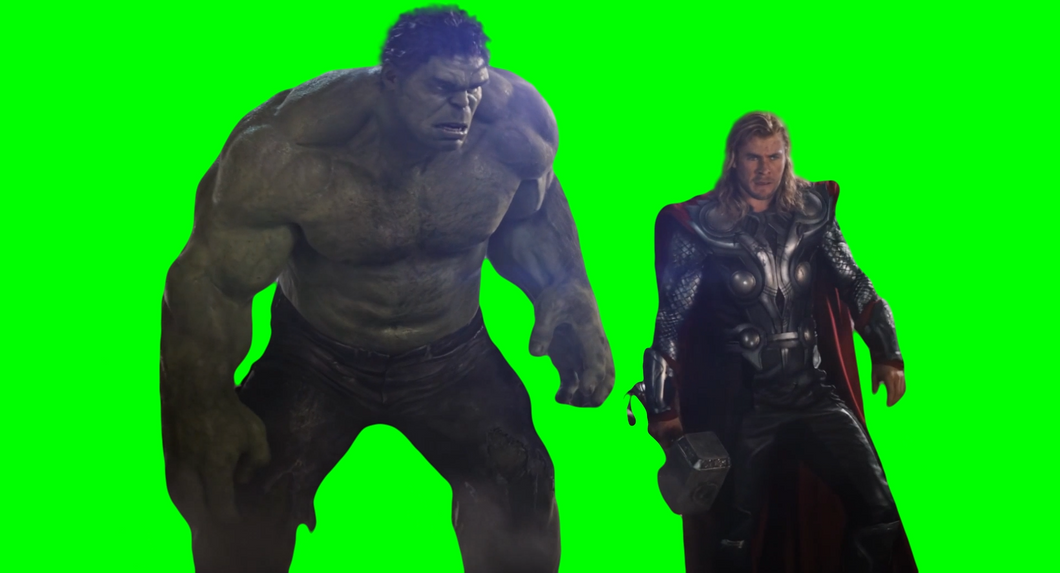 Hulk punching Thor meme - The Avengers movie (Green Screen)